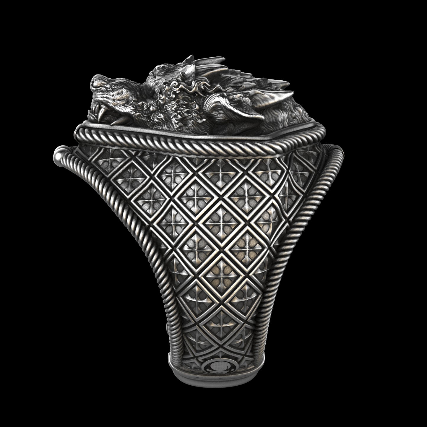 Anillo chamán lobo plata de ley