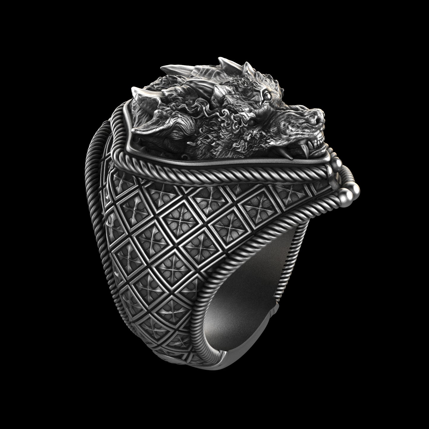 Anillo chamán lobo plata de ley