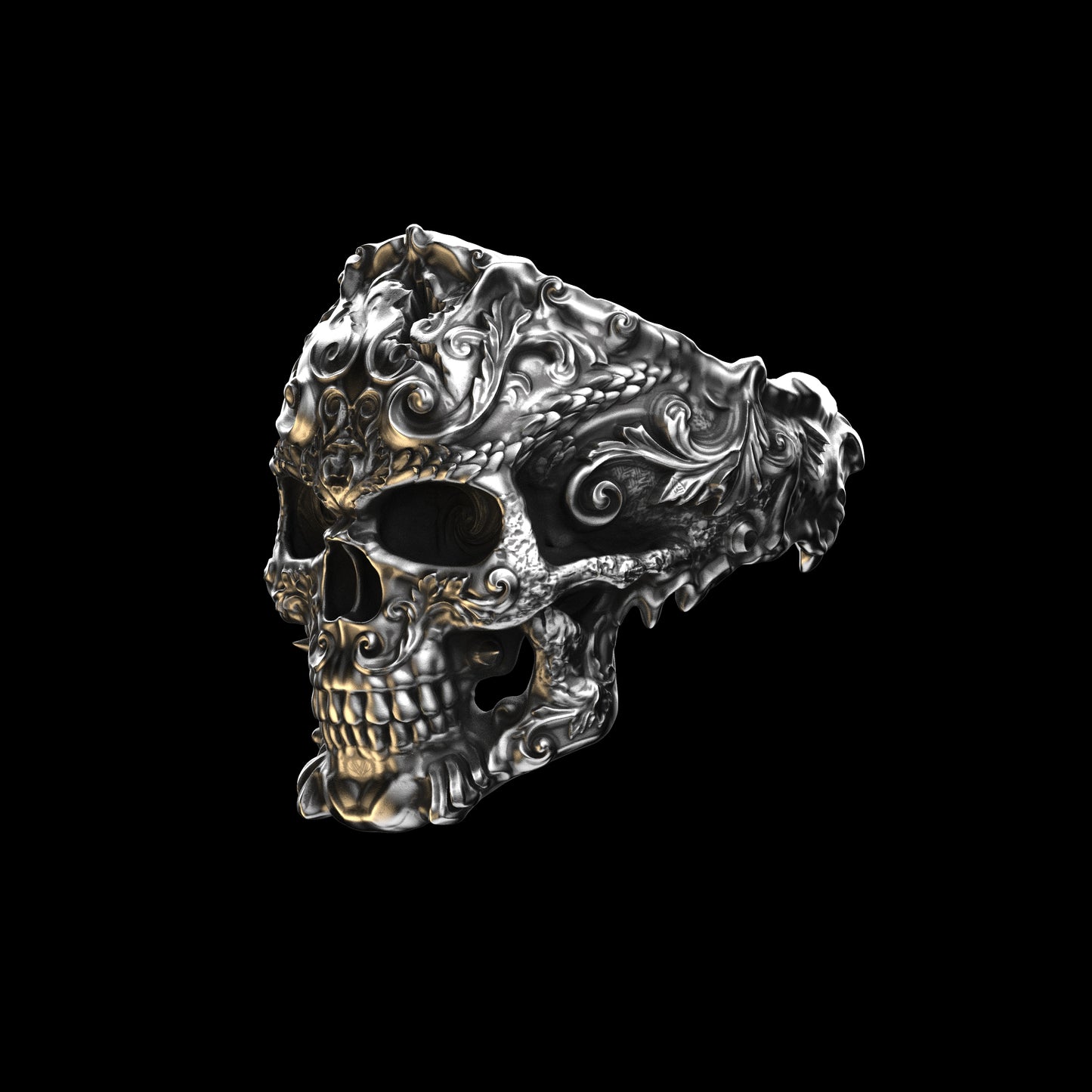 Anillo de calavera floreciente 1