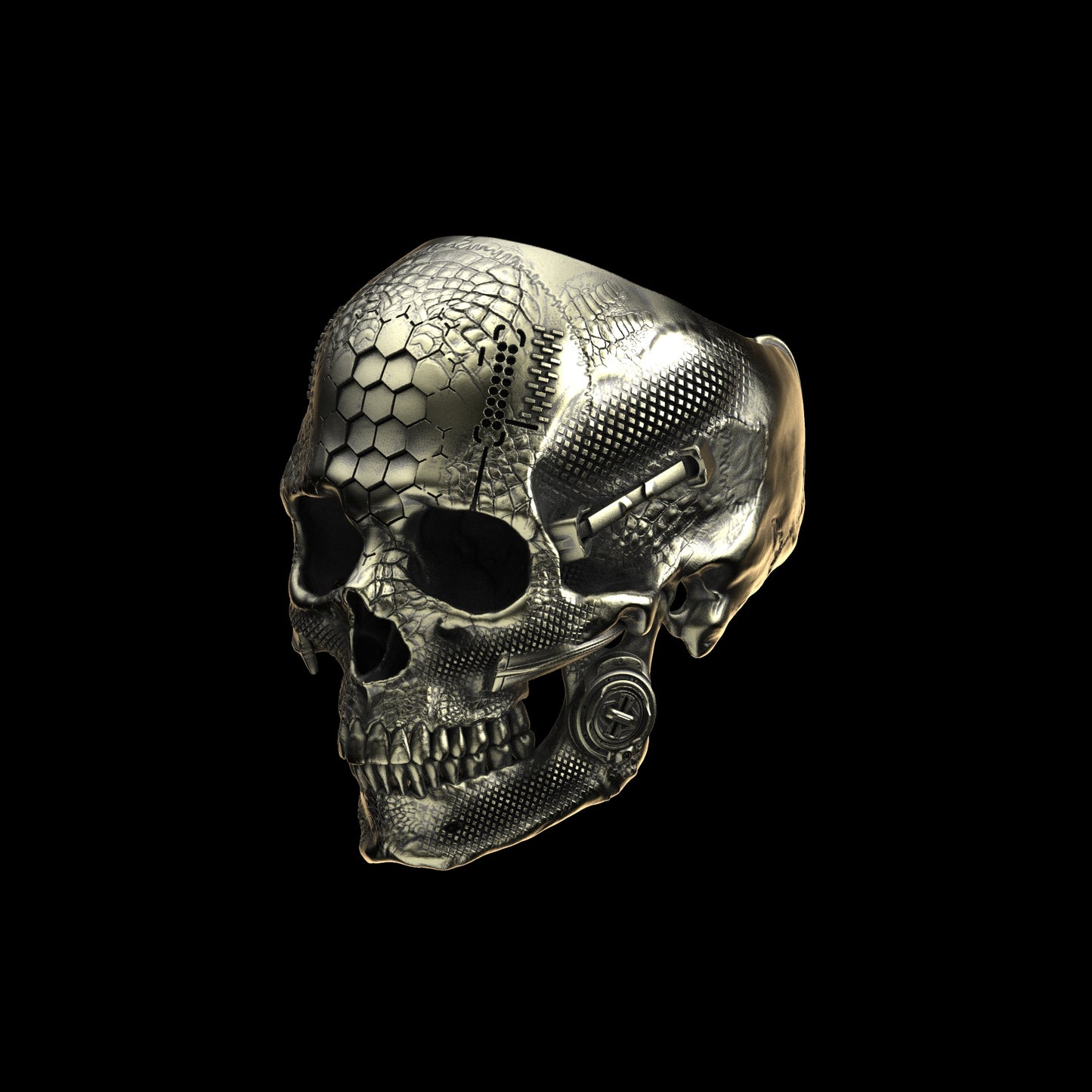 Brass TechSkull.1 Ring