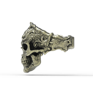Bronze Flourish Skull Ring