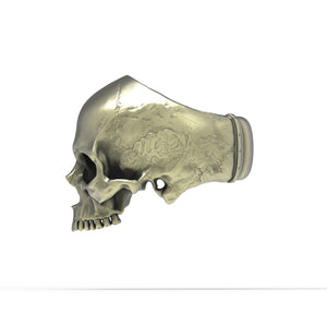 Anillo de calavera anatómica de media mandíbula de bronce