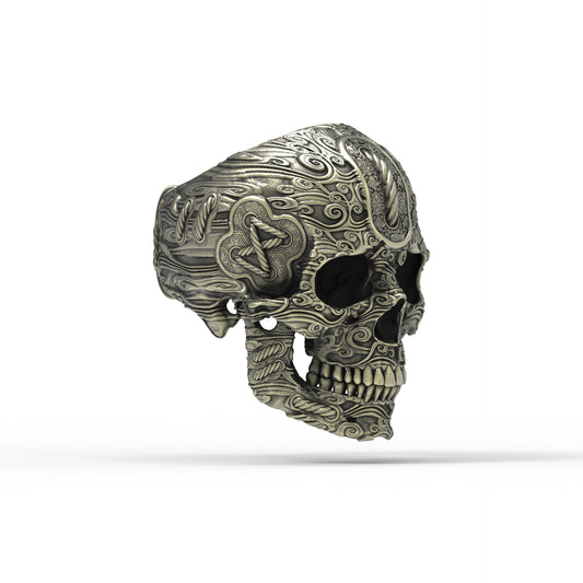 Anillo de calavera de viento atado de bronce